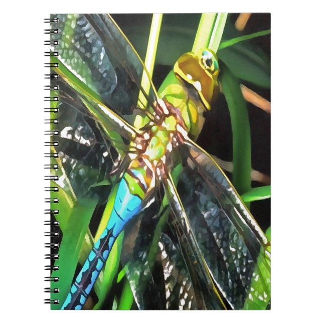 Blaue Libelle schimmernde Wings Painting Notizblock (Vorderseite)