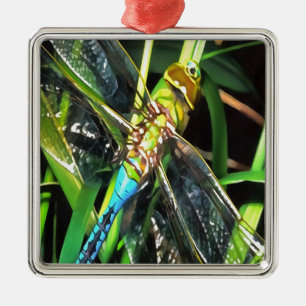 Blaue Libelle schimmernde Wings Painting Silbernes Ornament