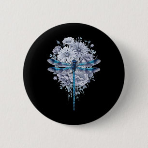 Blaue Libelle Wasserfarbeninsekten Button