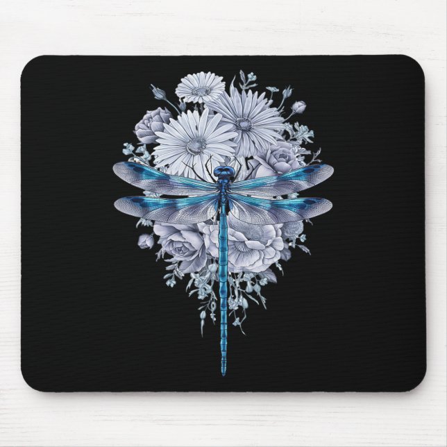 Blaue Libelle Wasserfarbeninsekten Mousepad (Vorne)