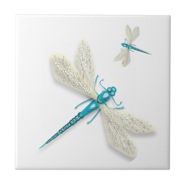 Blaue Libellen Fliese (Vorderseite)