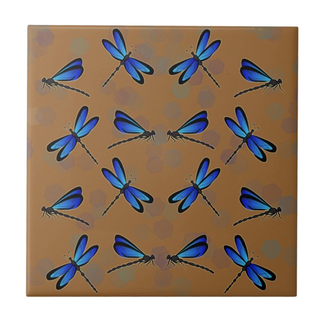 blaue Libellen Fliese (Vorderseite)