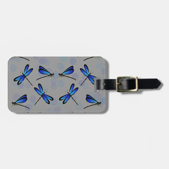 blaue Libellen Gepäckanhänger (Vorderseite horizontal)