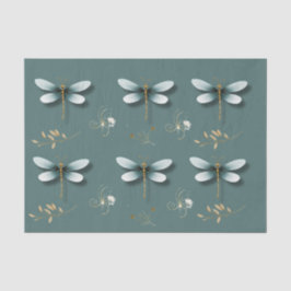 Blaue Libellen mit Weizen Seidenpapier