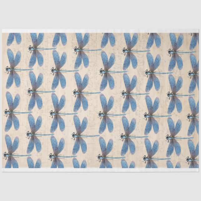 Blaue Libellen Möbel Decoupage Papier (Vorderseite)