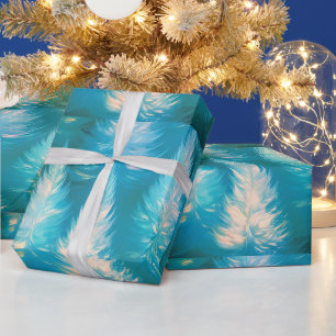 Blaue Lichtbäume Moderne Weihnachten Geschenkpapier