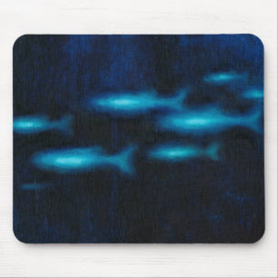 Blaue lichtdurchlässige Fisch-Silhouetten Mousepad