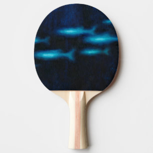 Blaue lichtdurchlässige Fisch-Silhouetten Tischtennis Schläger
