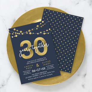 Blaue Lichterketten 30. Hochzeitstag Einladung