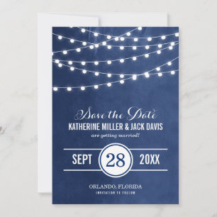 Blaue Lichterketten Save-the-Date-Ankündigung Save The Date