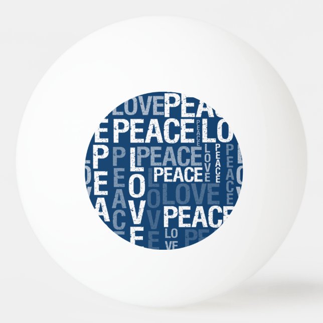 Blaue Liebe-Friedenstypographie Tischtennisball (Vorderseite)