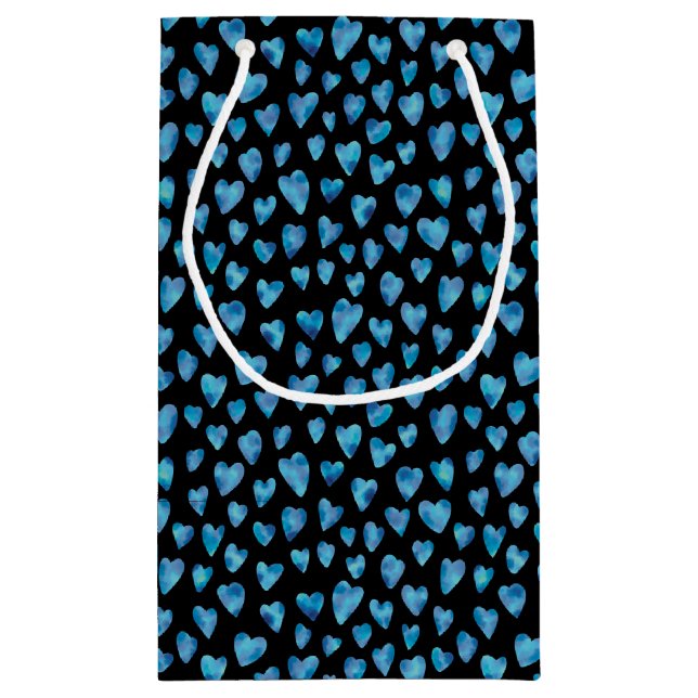 Blaue Liebe Herzmuster Kleine Geschenktüte (Rückseite)