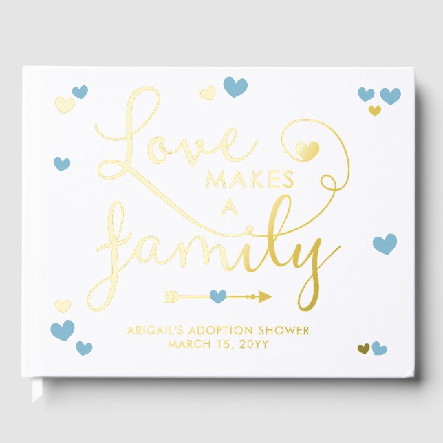 Blaue Liebe macht eine Adoption-Dusche für Familie Gästebuch (Vorderseite)