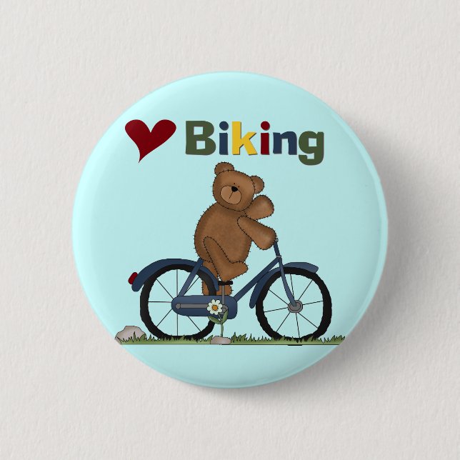 Blaue Liebe-radfahrende T-Shirts und Geschenke des Button (Vorderseite)