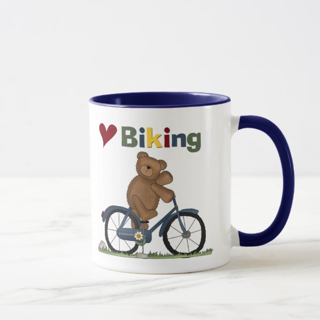Blaue Liebe-radfahrende T-Shirts und Geschenke des Tasse (Rechts)