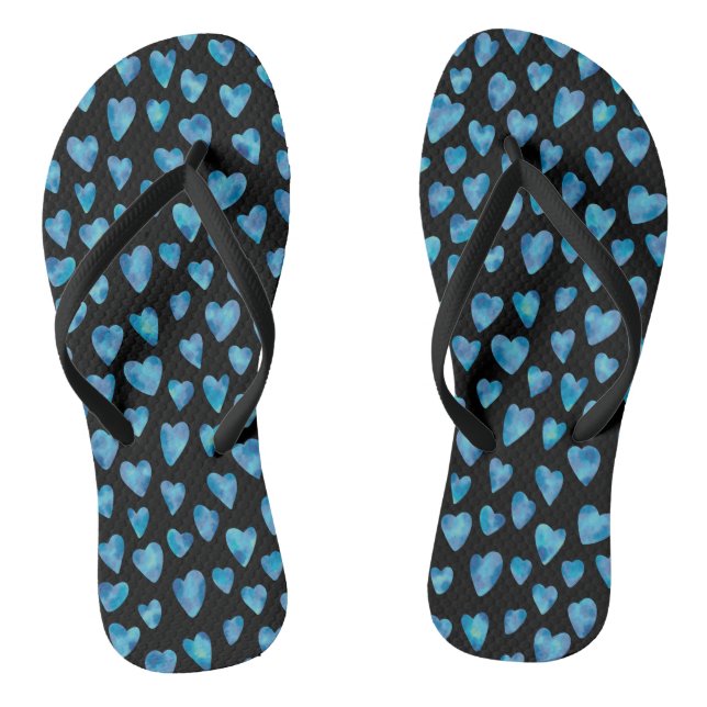 Blaue Liebe Wasserfarbe Flip Flops (Fußbett)