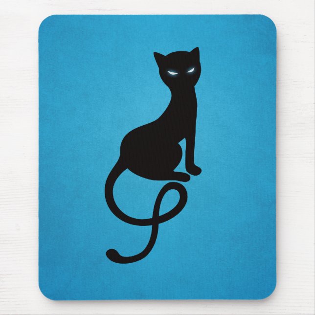 Blaue liebenswürdige schlechte schwarze Katze Mousepad (Vorne)