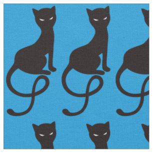 Blaue liebenswürdige schlechte schwarze Katze Stoff