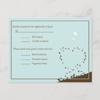 Blaue Liebesvögel Hochzeit RSVP Karte