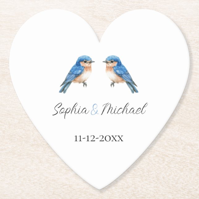 Blaue Liebesvögel Hochzeit Untersetzer (Vorderseite)
