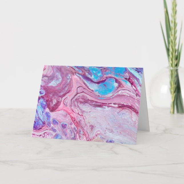 Blaue Lila Abstrakte Acrylflüssigkeit Karte (Vorderseite)