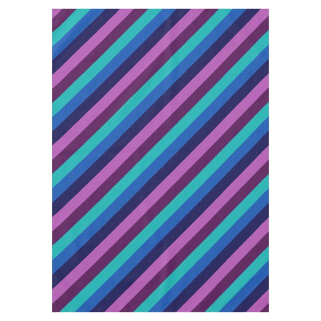 Blaue Lila Aquamarine Streifen mittel Tablette Tischdecke (Vorderseite)