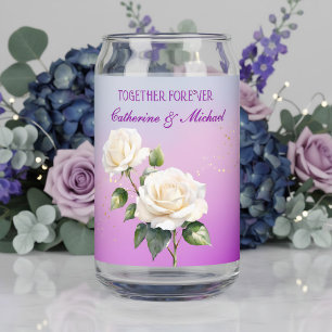 Blaue Lila Aquarell-Ombre-Rosen Frühlingshochzeit Dosenglas