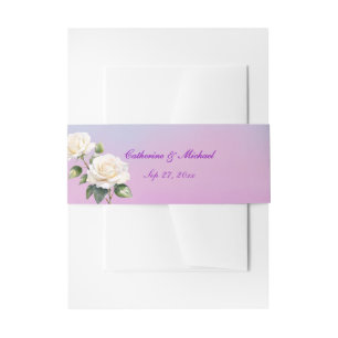 Blaue Lila Aquarell-Ombre-Rosen Frühlingshochzeit Einladungsbanderole