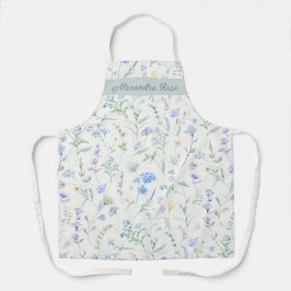 Blaue Lila Aquarell-Wildblume Benutzerdefinierter  Schürze