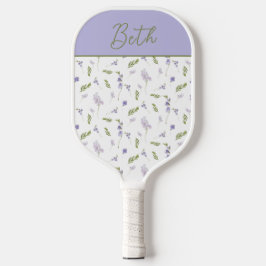 Blaue Lila Aquarell-Wildblume Benutzername  Pickleball Schläger