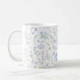 Blaue lila Aquarell-Wildblume Kaffeetasse