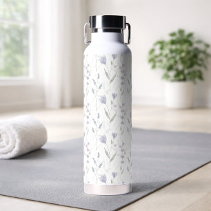 Blaue Lila Aquarell-Wildblume Trinkflasche