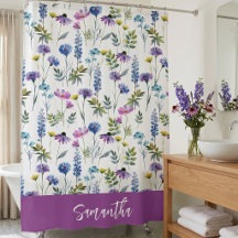 Blaue Lila Aquarell-Wildblumen-Monogramm