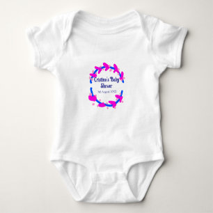 Blaue lila Babyparty-Blumenkranz Boho Namen hinzuf Baby Strampler