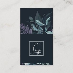 Blaue Lila Blätter, tropische Foliage Fern Logo Visitenkarte