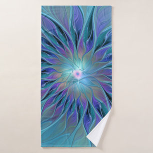Blaue Lila Blume Traumstrecke Airolo - Fraktal Badehandtuch