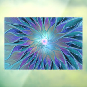 Blaue Lila Blume Traumstrecke Airolo - Fraktal Fensteraufkleber