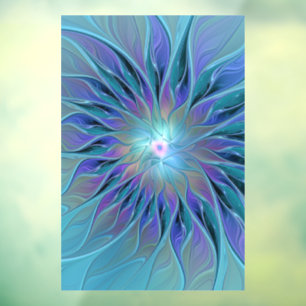 Blaue Lila Blume Traumstrecke Airolo - Fraktal Fensteraufkleber