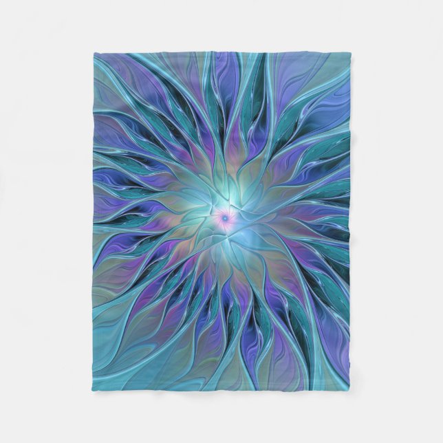 Blaue Lila Blume Traumstrecke Airolo - Fraktal Fleecedecke (Vorderseite)