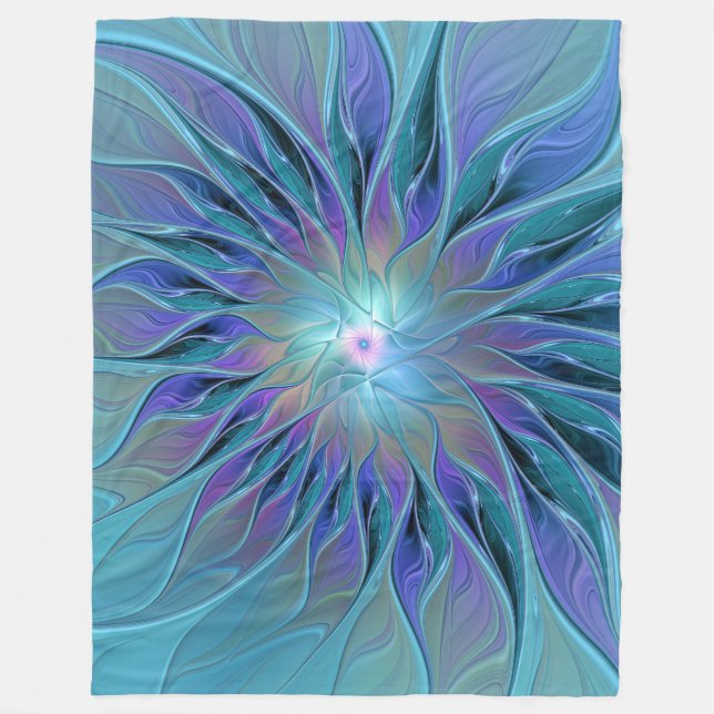 Blaue Lila Blume Traumstrecke Airolo - Fraktal Fleecedecke (Vorderseite)