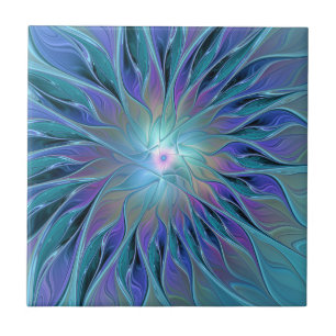 Blaue Lila Blume Traumstrecke Airolo - Fraktal Fliese