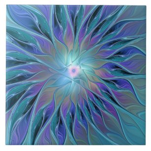 Blaue Lila Blume Traumstrecke Airolo - Fraktal Fliese