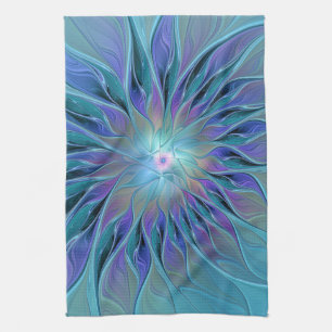Blaue Lila Blume Traumstrecke Airolo - Fraktal Geschirrtuch