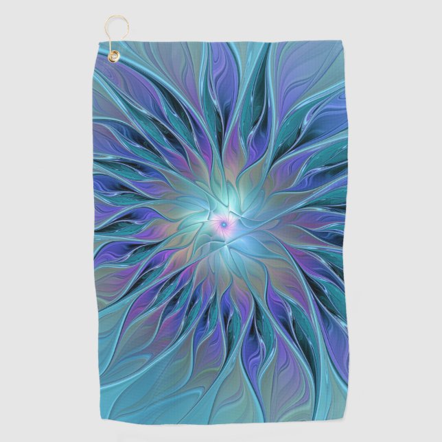 Blaue Lila Blume Traumstrecke Airolo - Fraktal Golfhandtuch (Vorderseite)