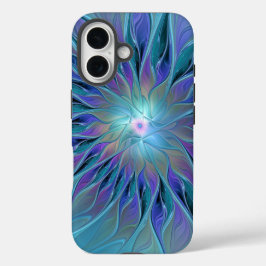 Blaue Lila Blume Traumstrecke Airolo - Fraktal iPhone 16 Hülle