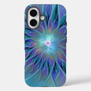 Blaue Lila Blume Traumstrecke Airolo - Fraktal iPhone 16 Hülle