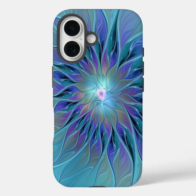 Blaue Lila Blume Traumstrecke Airolo - Fraktal iPhone 16 Hülle (Rückseite)