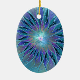 Blaue Lila Blume Traumstrecke Airolo - Fraktal Keramik Ornament