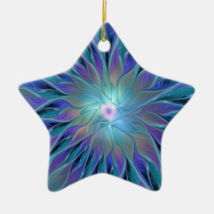 Blaue Lila Blume Traumstrecke Airolo - Fraktal Keramik Ornament
