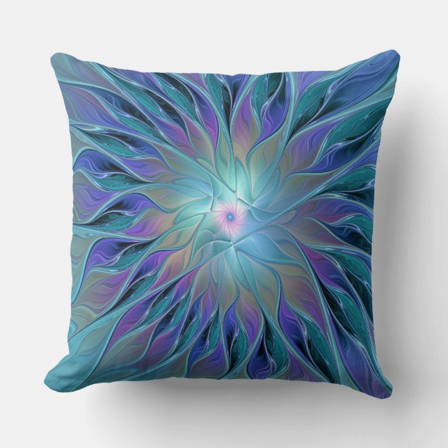 Blaue Lila Blume Traumstrecke Airolo - Fraktal Kissen (Vorderseite)